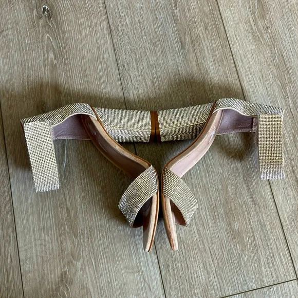 Jeffrey Campbell Silver Sparkly Thick Heel Sandals Size 5.5. - Picture 9 of 12